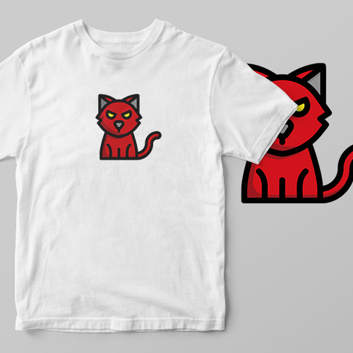 Creepy Red Cat Mockup